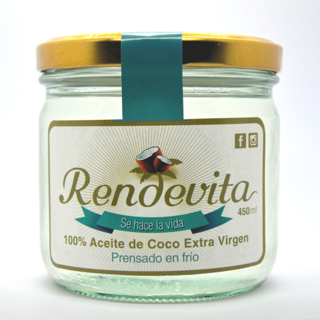 Aceite de Coco Virgen Prensado en frio Rendevita 450 ml liquido